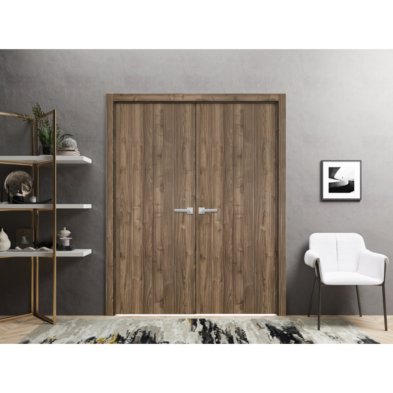 Portes françaises à panneaux en bois Planum, 36 po x 96 po, Noyer