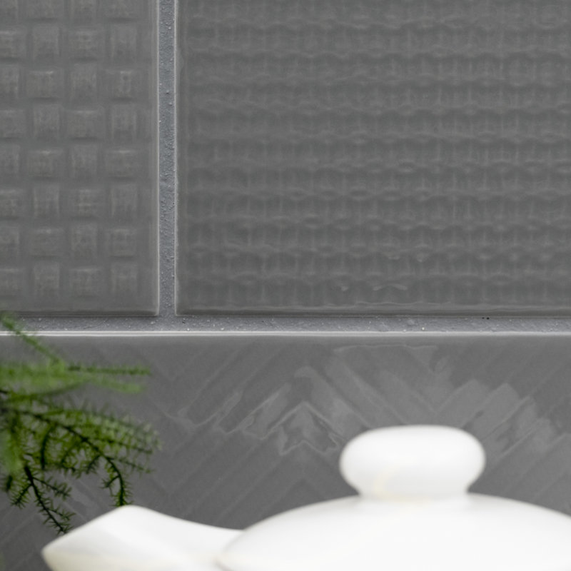 Metrola 3D Mix 4 in. x 12 in. Glossy Ceramic Subway Wall Tile, Slate