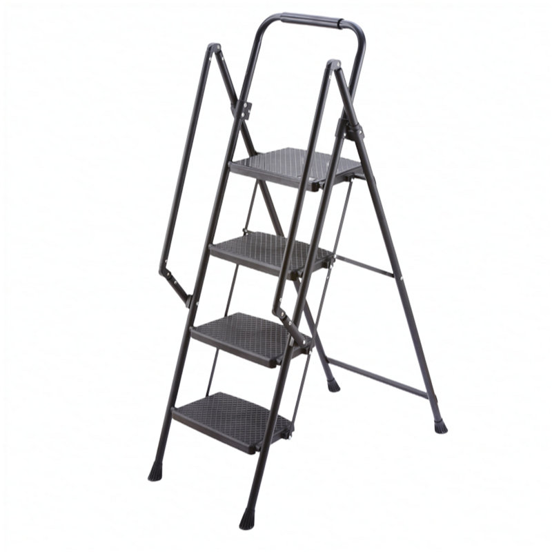 Échelle à quatre marches, tabouret pliant à quatre marches léger, large pédale antidérapante et poignée de sécurité, échelle en acier robuste, escabeau polyvalent, convenant à la maison, à la cuisine et aux bureaux