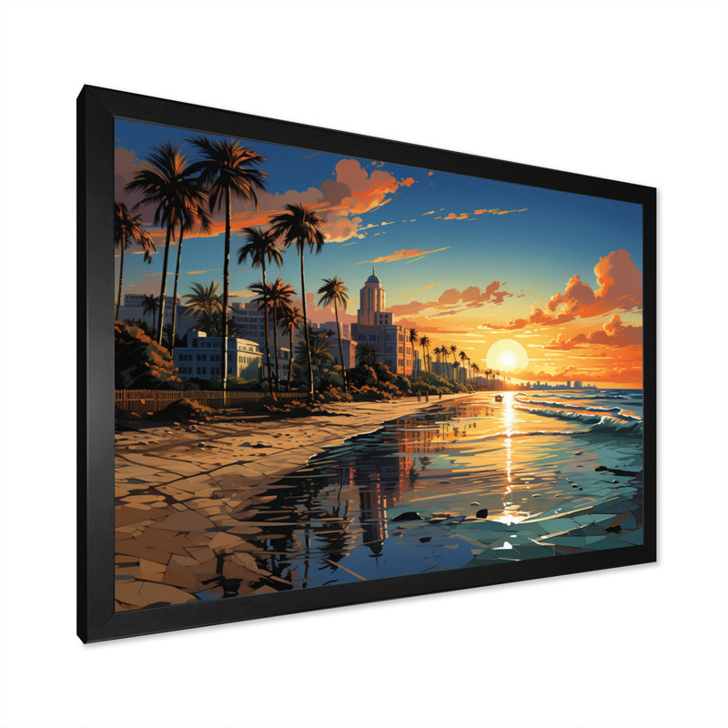 Sunshines State Miami I, reproduction d'art sur toile, Cadre photo noir, H 12 po x l 20 po x P 1 po