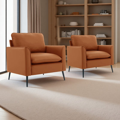 Cat Paw Leather Upholstered Sofa 2PC,Nordic Retro Light Luxury Living Room Balcony Bedroom Single Casual Sofa Chair