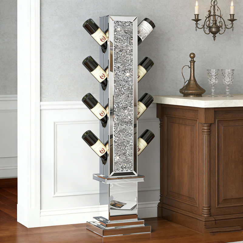 Amla Mirrored Decor Wine Rack  8 Bottle Floor-Standing Rack