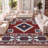Herdis Medallion Southwestern Red/Navy/Cream Rug-2049596750