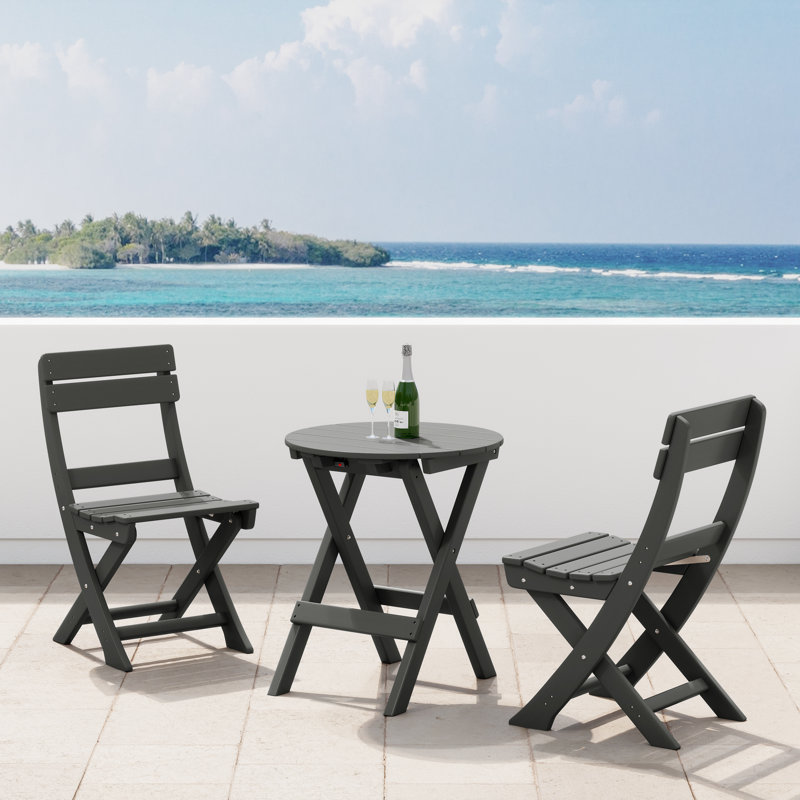 Laguna 3-Piece Folding Dining Set, Gray