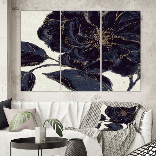 Bless international Dark Rose Gilded Gold On Canvas 3 Pieces Painting ...