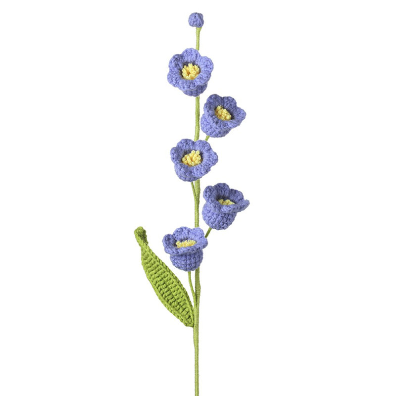 Knitted Tulip Stem, Blue, 47" H x 4" W x 4" D