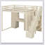 Loft Bed With Storage Staircase,Built-In Dressing Table With Mirror And Drawer, Wardrobe & Cabinets, USB Charging Ports And Lights-1510012733