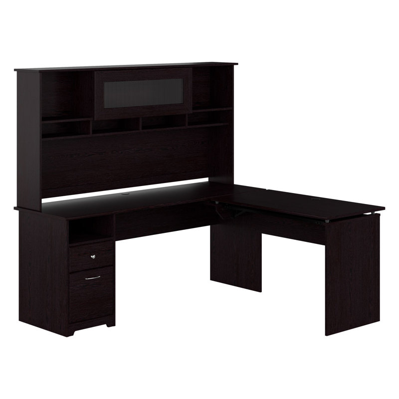 Huckins Adjustable L-Shaped Standing Desk, Espresso Oak