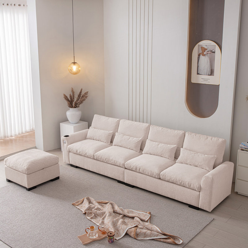 Canapé modulaire moderne en L avec repose-pieds réversible, canapé de salon