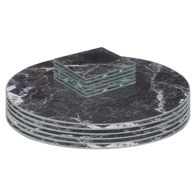 Harbour Housewares - 12pc Round Glass Placemats & Square Coasters Set - 30cm