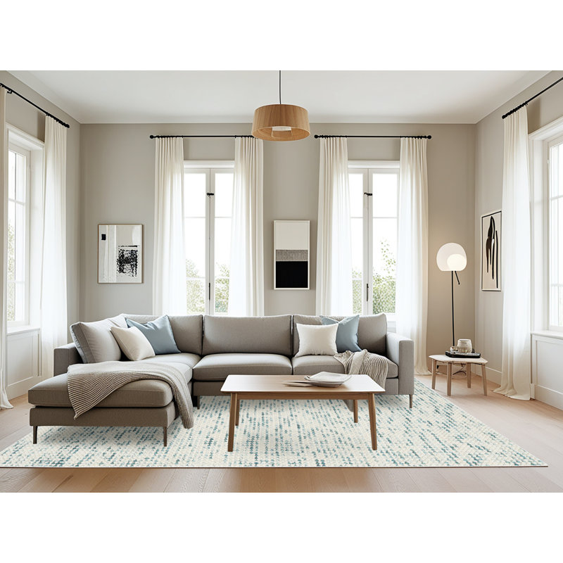 Tapis gris/bleu clair contemporaine, Rectangle 8 pi x 10 pi