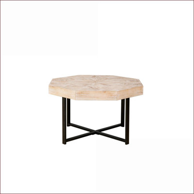 Table basse octogonale en bois pour le salon - plateau de 30 pouces, pieds croisés stables, facile à nettoyer et amp; Assemblage