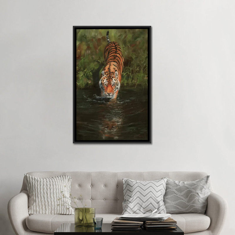 «Tiger Cooling off» par David Stribble - Estampe numérique sur toile tendue avec châssis, H 26 po x l 18 po x P 1,5 po
