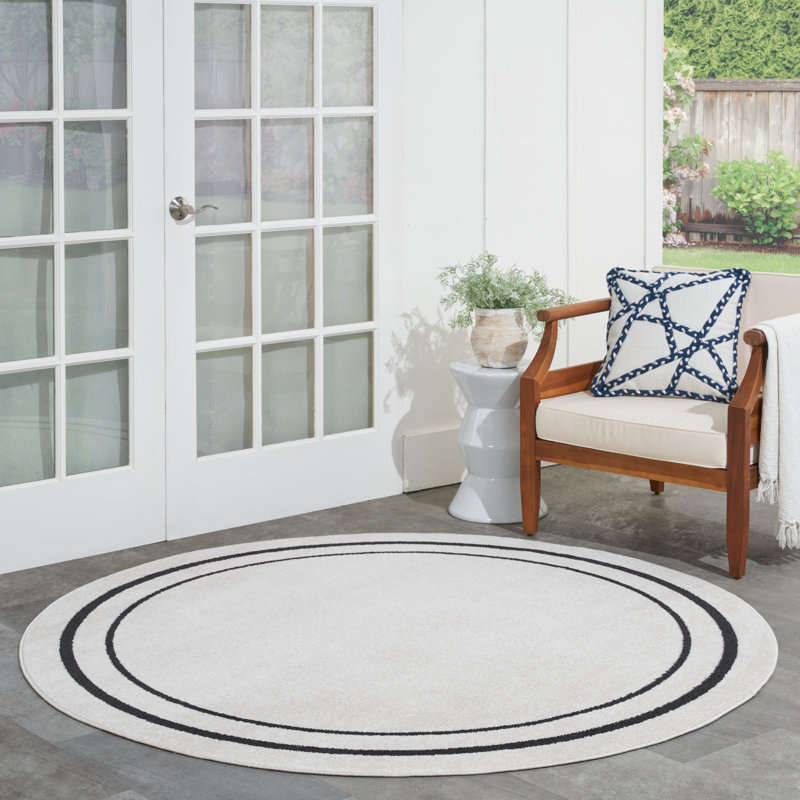 Tapis intérieur / extérieur blanc cassé Arvell, Rond 6 pi