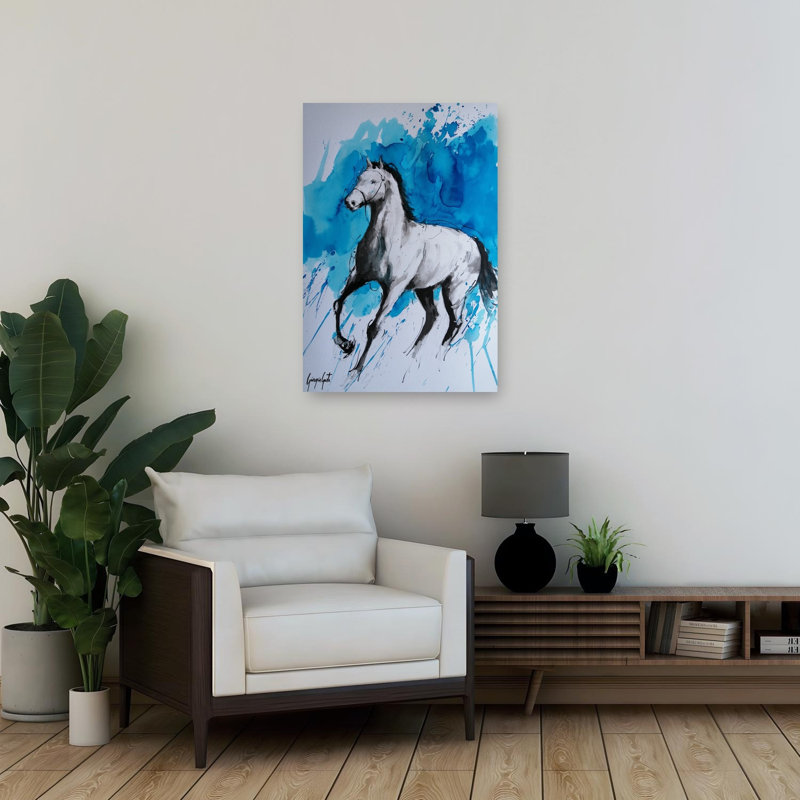 Cheval au galop, impression abstraite et énergique, 36" H x 24" W