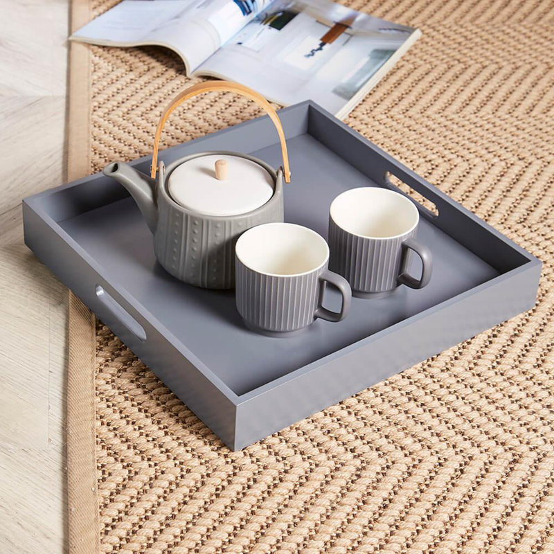 Ayushi Tray Top End Table, Grey