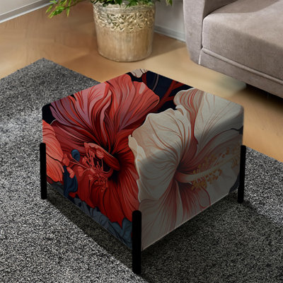 Hibiscus Twilight Ii - motif tropical - repose-pieds carré tropical