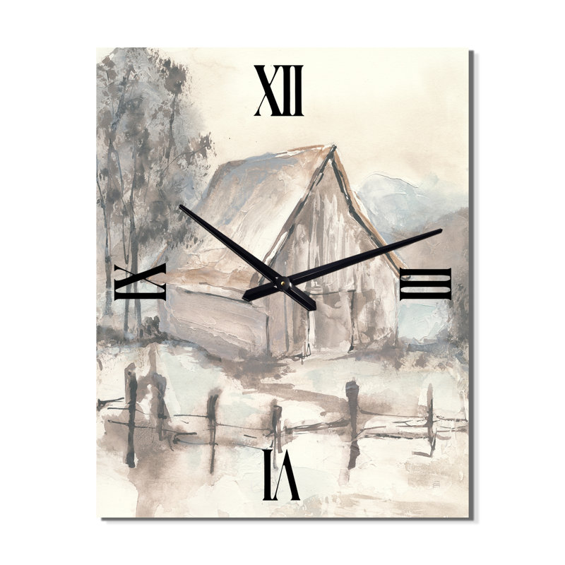 Horloge murale en métal Farmhouse Barn Gray VII, Petit