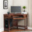 Corner Solid + Manufactured Wood Computer Writing Desk in Mission Oak