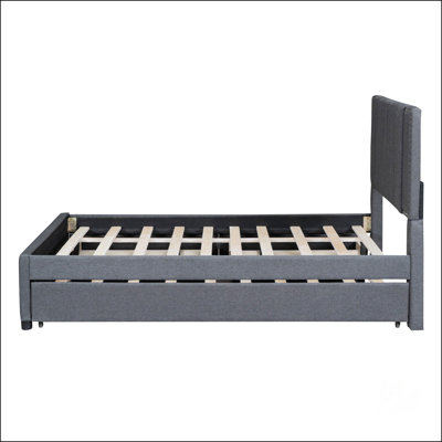 Grand lit plateforme tapissier avec 2 tiroirs et 1 lit gigogne simple TG