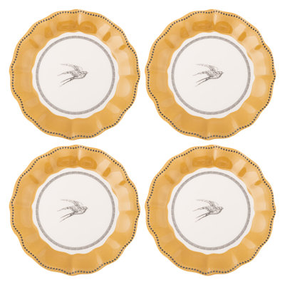 MELAMINE SALAD PLATES S/4 BIRD (S25)