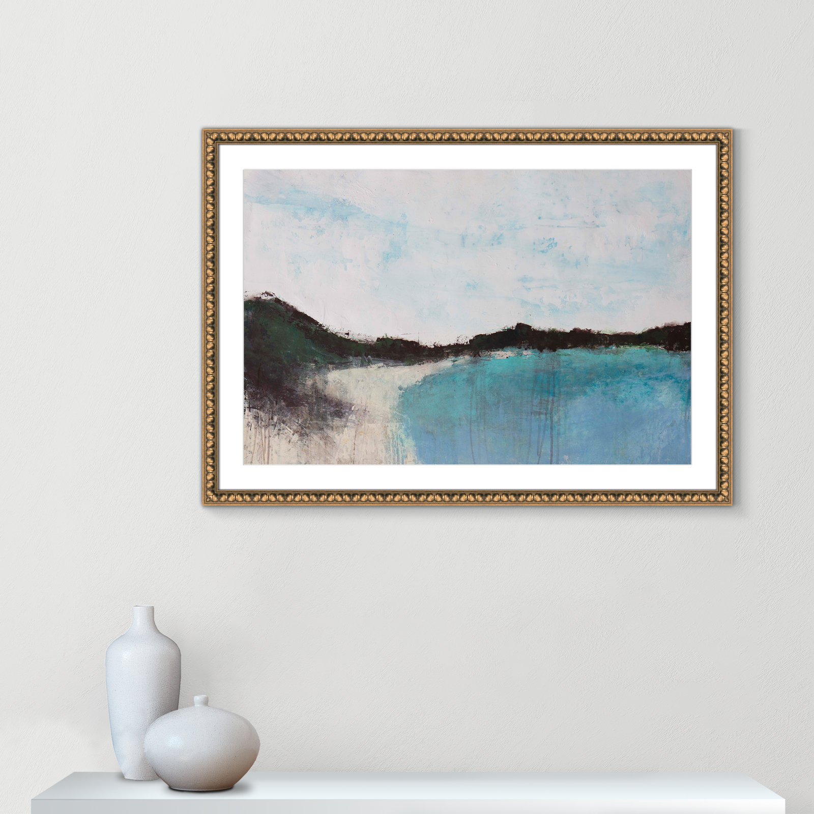 Mountainside Lakeview III by Filippo Ioco - Print, Gold Framed, 30.5" H x 42.5" W x 0.75" D