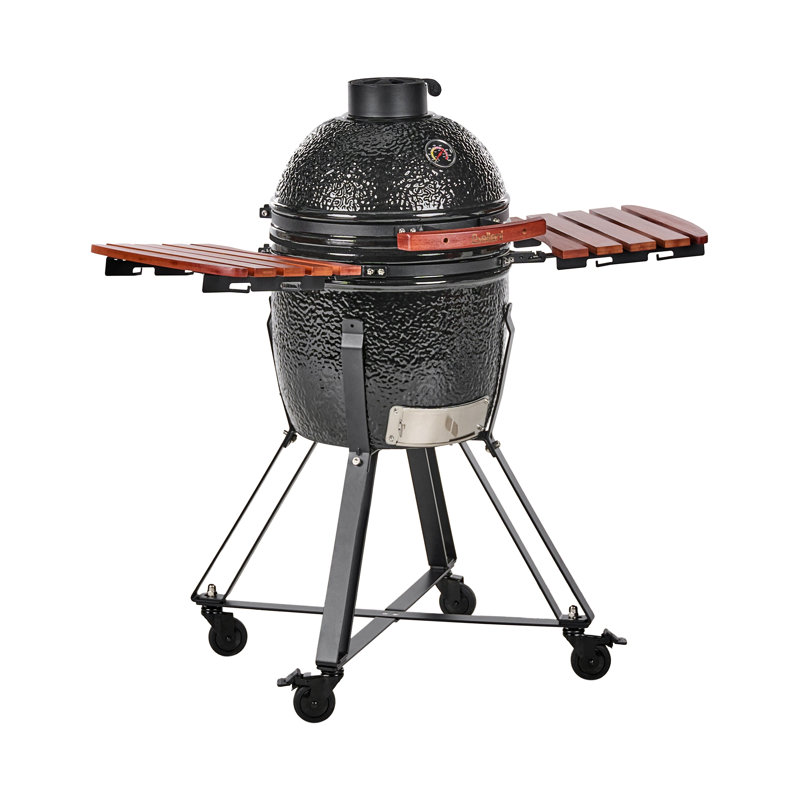 Beliani KAMADO 111cm W Kamado Charcoal Grill, Black