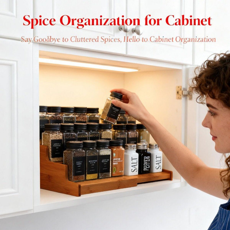 Freestanding Bamboo Spice Rack