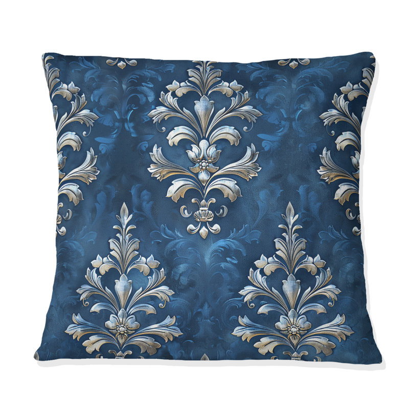 Coussin décoratif glamour à motif damassé glamour I, H 18 po x H 18 po