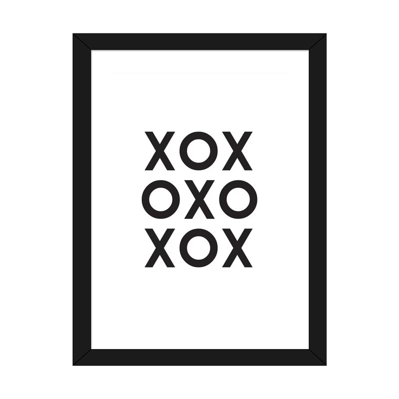 Xox - reproduction d'impression, Papier encadré noir, Blanc, H 32 po x l 24 po x P 1 po