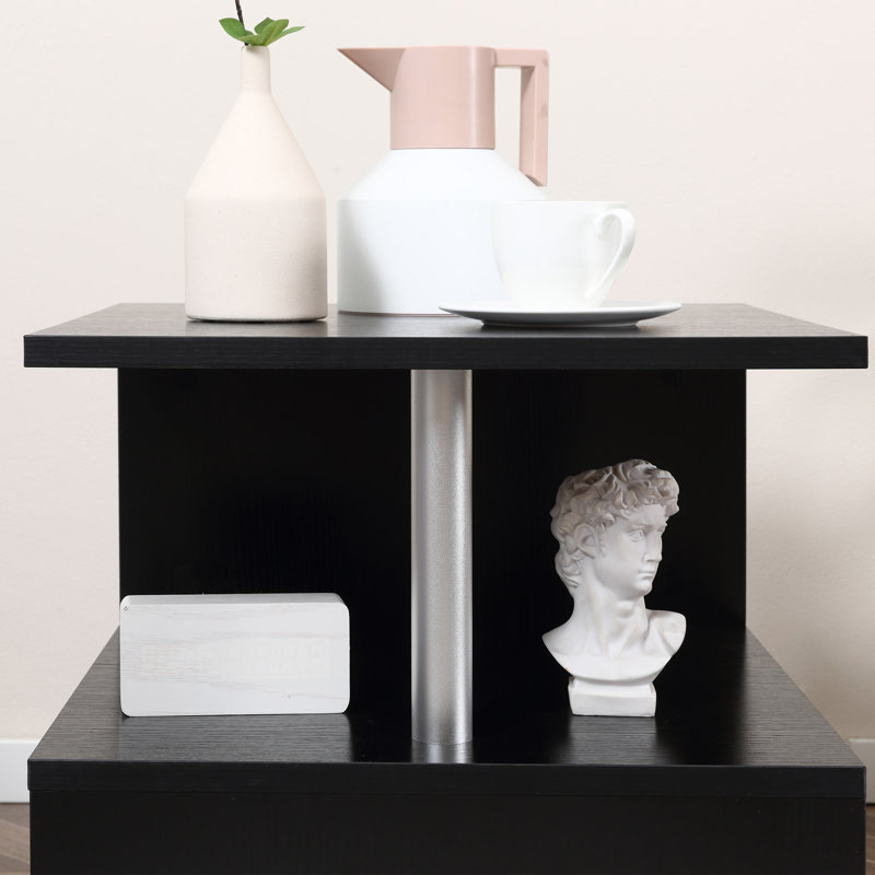 Solid Coffee Table with Storage, Black