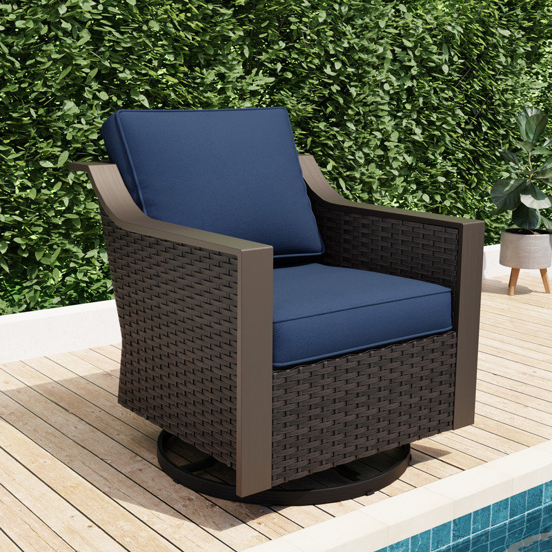 Patio Outdoor Wicker Chairs with Cushions, Blue