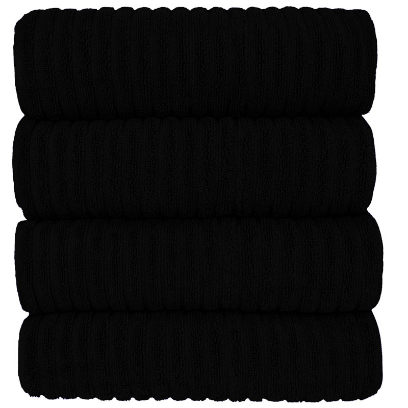 Ensemble de serviettes de bain 100% coton 4 pièces Jaynesha, Noir