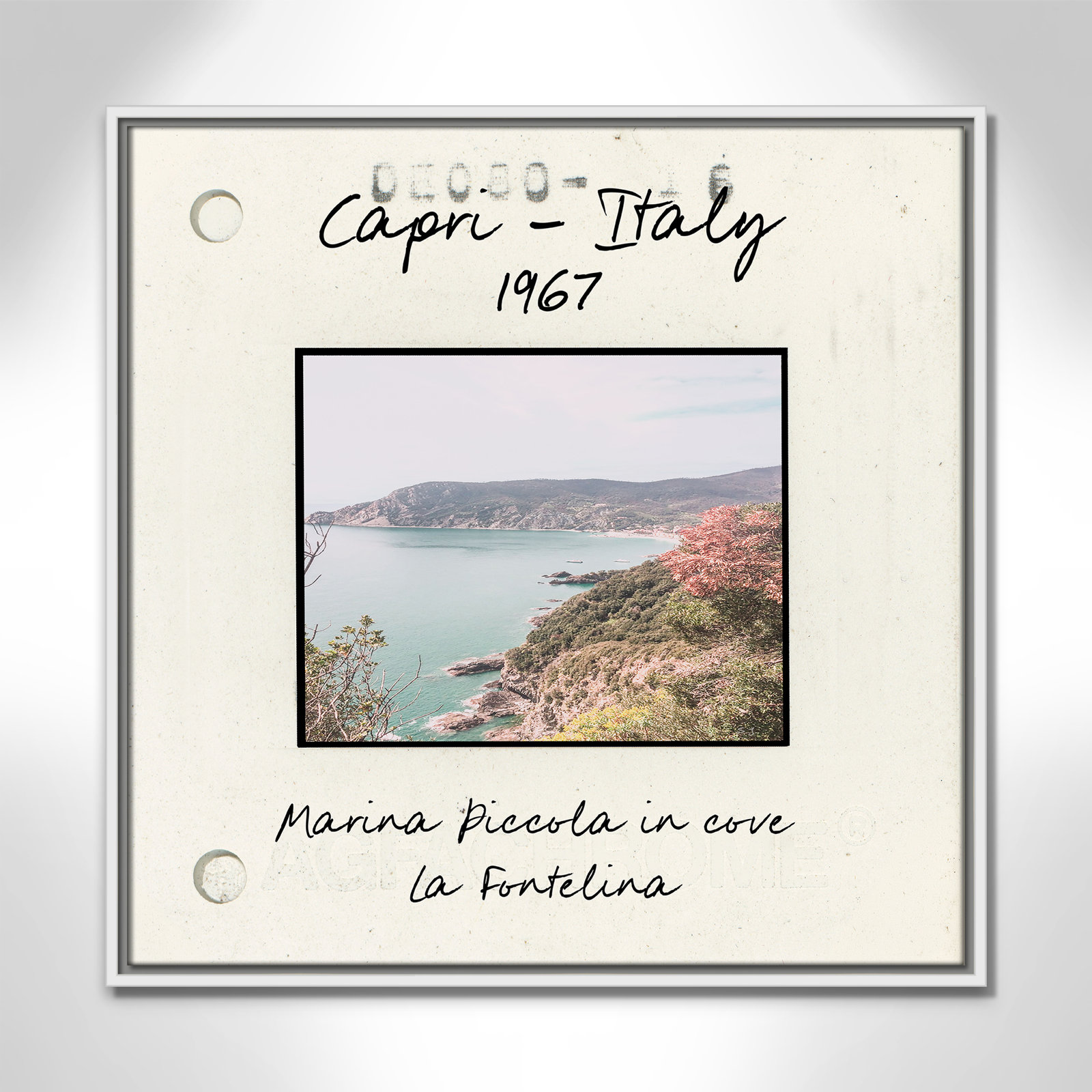 Capri Italy - Marina Picolla in La Fontalina Print by Susan Jill, 25.5" H x 25.5" W x 2" D, White Floater Framed Canvas