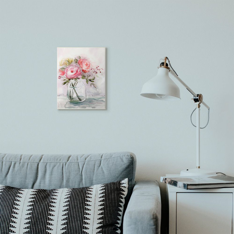 «Flower Jar Pink Green», reproduction d'art, Plaque murale, H 10 po x l 15 po x P 0,5 po