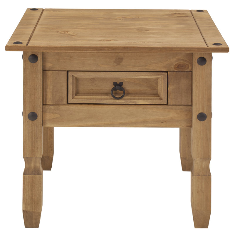 Aadhvik Solid Wood End Table with Storage, Antique Brown