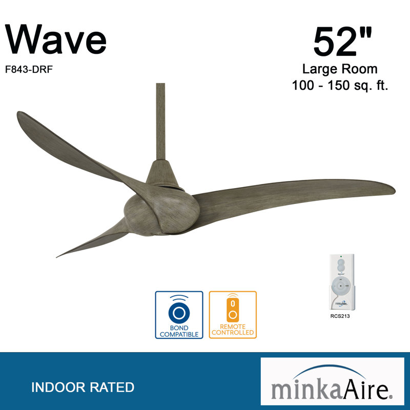 52" 3 - Blade Propeller Ceiling Fan with Remote Control