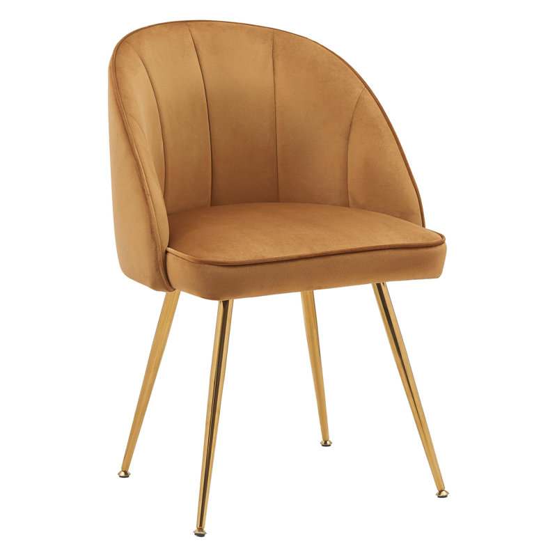 Chaise d'appoint rembourrée en velours Cohen, Champagne