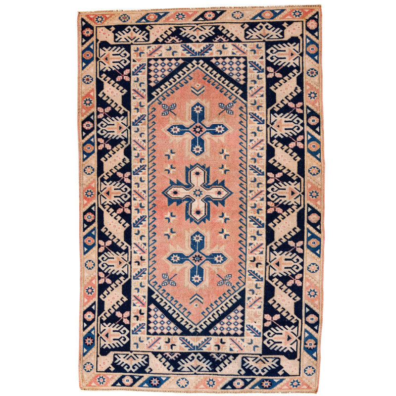 Tribal One-of-a-Kind 4'0'' X 6'3'' 1970s Wool Area Rug in Multicolor
