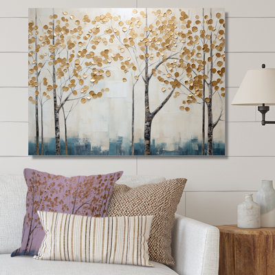 «Gold and Blue Treasure Trees Scenery III», reproduction sur toile