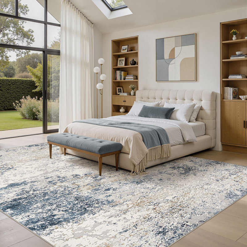 Dagmar Abstract Area Rug Machine Washable Modern Low-Pile Carpet for Living Room, Bedroom Office, Rectangle 8' x 10'