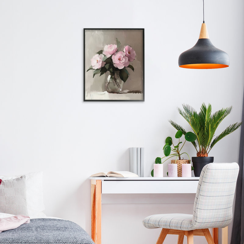 Giclée encadrée peinte, dessin par Petal Prints Design, H 14 po x l 11 po, Giclée encadrée noir minuit
