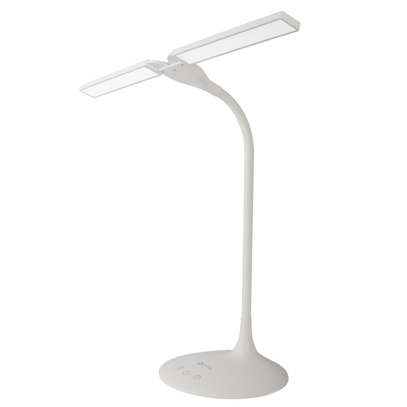 Lampe de bureau à DEL OttLite, bureau à double abat-jour - 3 couleurs, minuterie, cou réglable et commandes tactiles