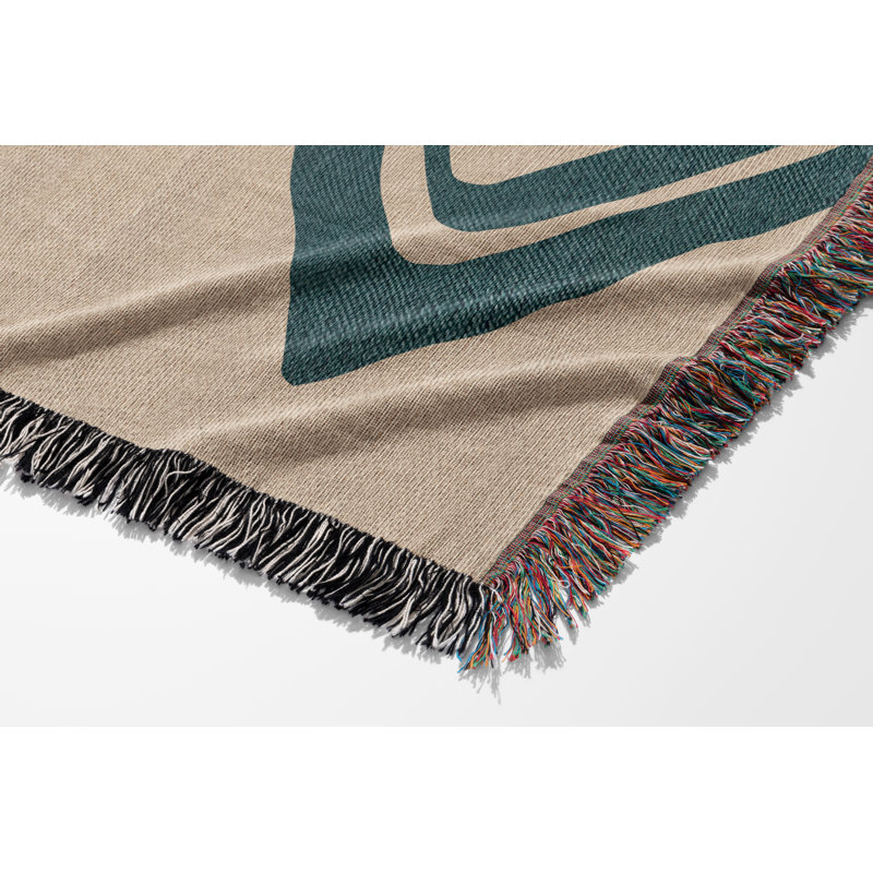 Addai Abstract Triangle Pattern Blanket Throw, Teal/Beige, Throw