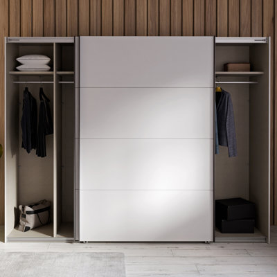 Modern Wardrobe with 2 Sliding Doors, Engineered Wood, White