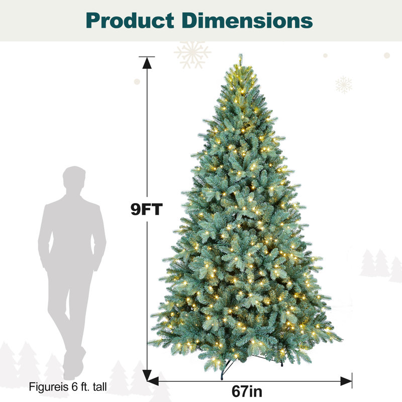 Arbre de Noël artificiel épinette bleu pré-éclairé, 9"
