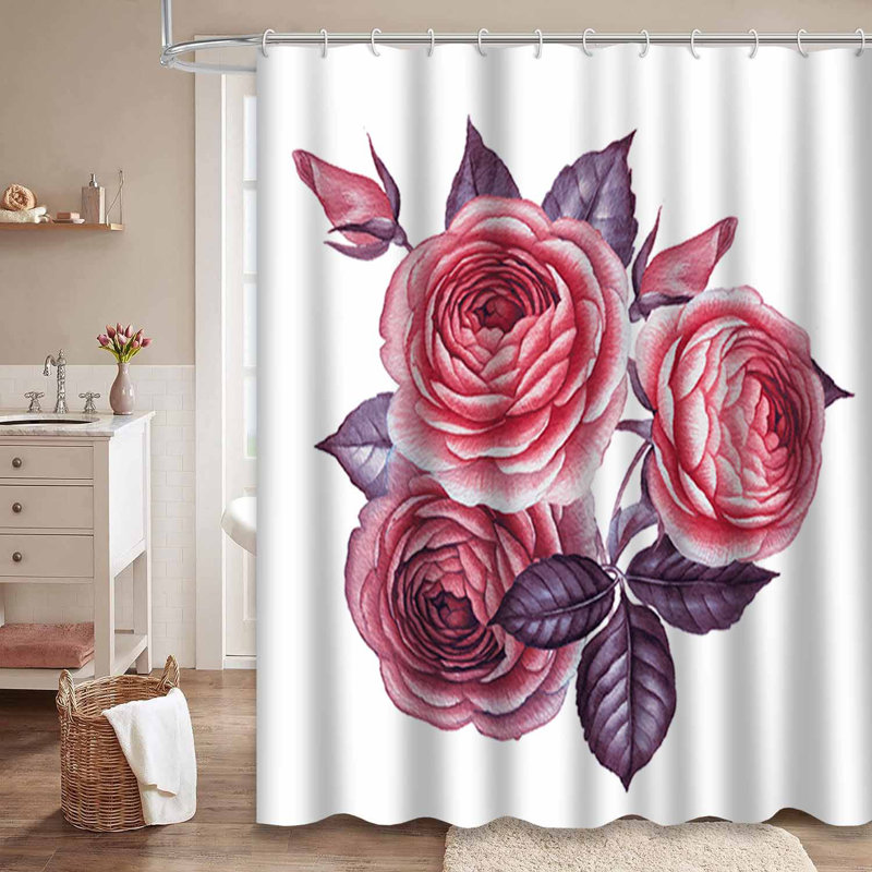 Objets d'invitation aquarelle roses rétro avec roses blanches et botanique avec 12 crochets, L 72 po x l 72 po
