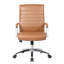 Fauteuil de direction roulant Megh, vinyle caramel, inclinable à ressort-117561294