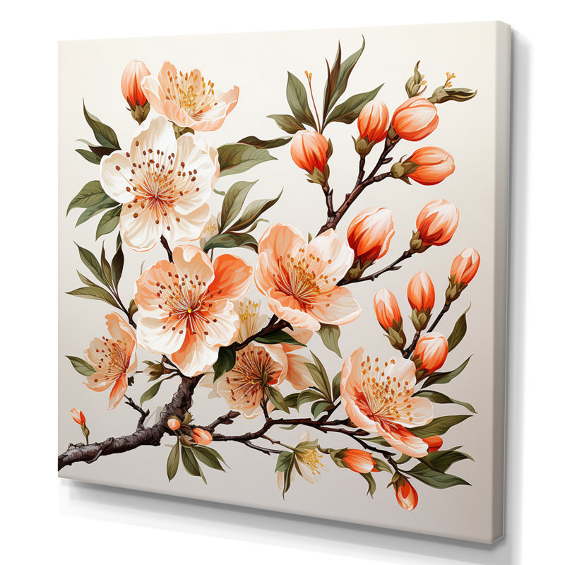 «Peach Blossom Bliss III», reproduction sur toile, H 24 po x l 24 po x P 1 po, Toile tendue