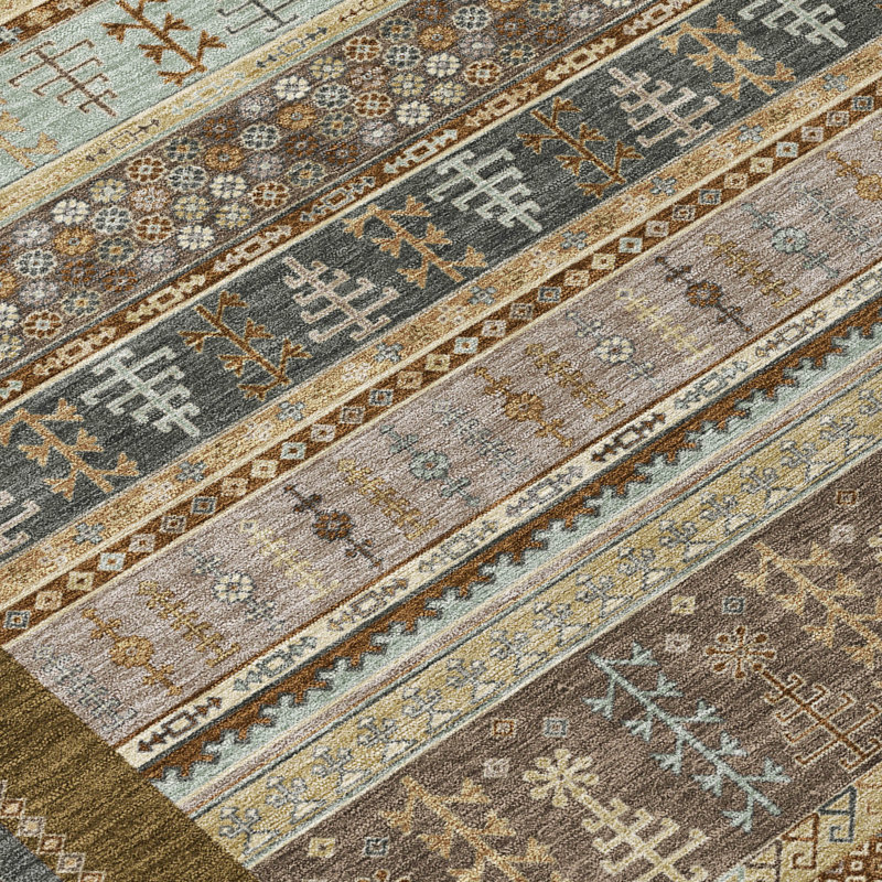 Machine Washable Indoor/Outdoor Meredith ACN2160 Striped Rug, Runner 2'3" x 7'6"